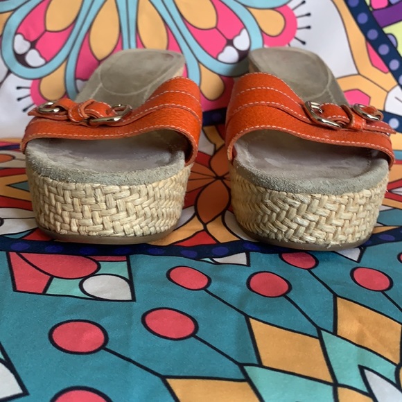 Authentic Prada Orange leather wedge slides size 38 Made in Italy. - Picture 2 of 7